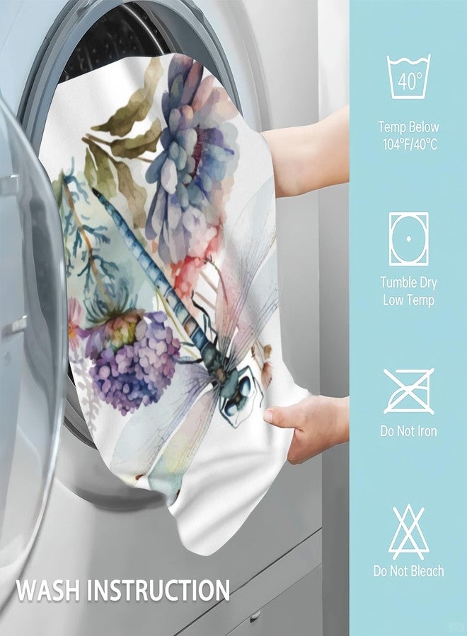 CXULIN 2 Pack Hand Bath Towel,Watercolor Dragonfly Fingertip Towel Bathtub Decorative Bath Towel Bathroom Kitchen Towel Set Highly Absorbent SPA Gym Towels 14x28 Inch - Image 4